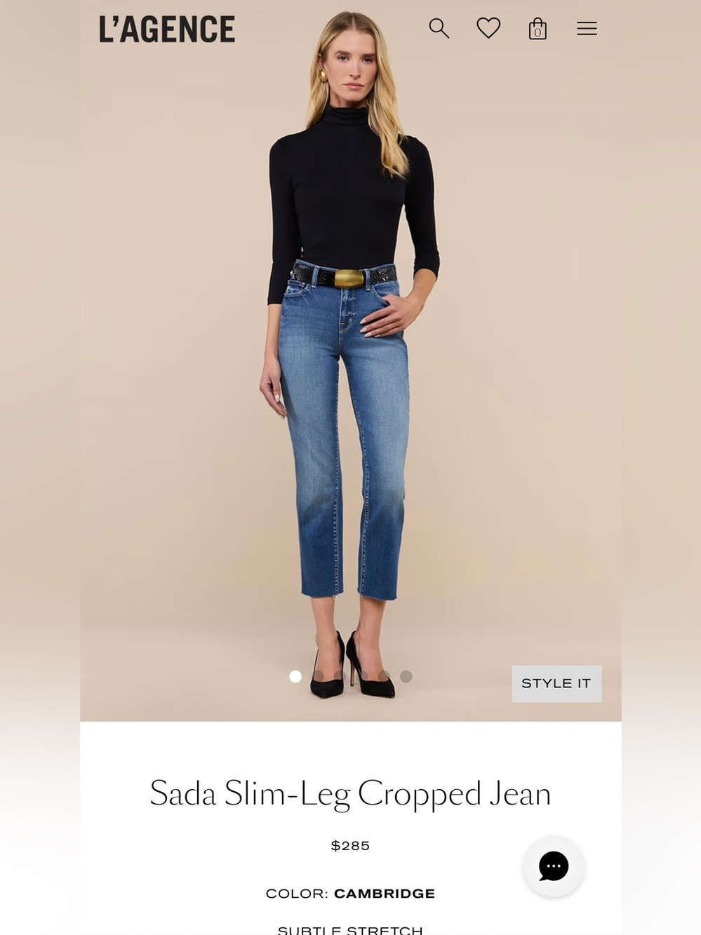 L'AGENCE Sada Slim-Leg Cropped Jeans in Cambridge Blue